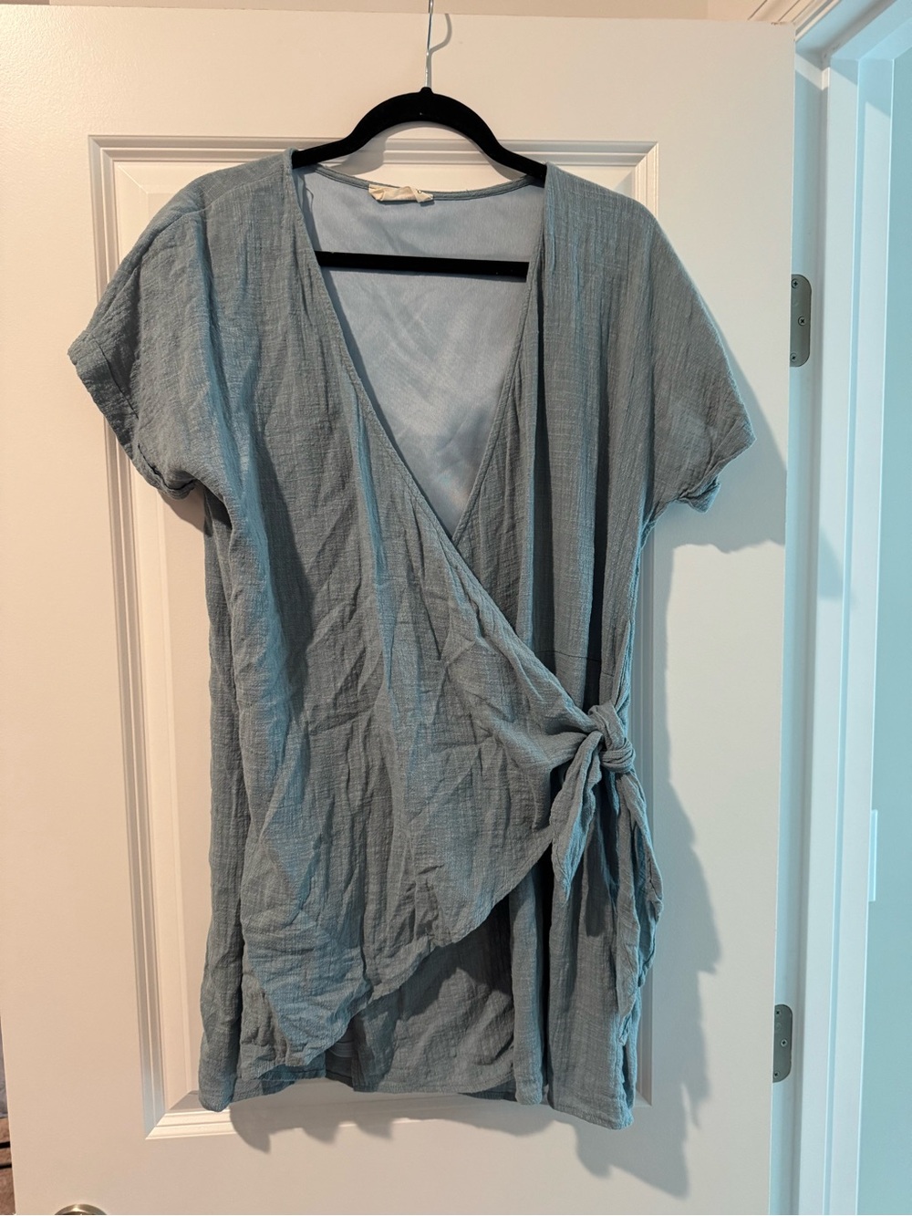 Light Blue Wrap Dress with Side Tie